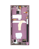 Pantalla Soft OLED burgundy con marco para Samsung Galaxy S22 Ultra (S908), 120Hz, ideal reparación.