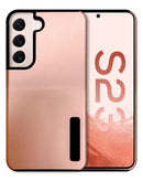 Funda protectora oro rosa para Samsung Galaxy S23, doble capa, resistente a golpes y caídas.
