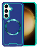 Funda azul mate transparente antideslizante para Samsung Galaxy S23 FE, compatible con carga inalámbrica.