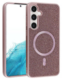Funda con carga inalámbrica bling cristal diamante color rosa dorado para Galaxy S23FE en Xela Quetzaltenango.