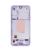 Pantalla OLED Samsung Galaxy S23 FE 5G morada con marco, ideal para reparación y reemplazo.