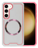 Funda transparente mate rosa para Samsung Galaxy S24 Plus, delgada, antideslizante, compatible con carga inalámbrica.