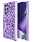 Protector dual layer con cristales brillantes en color morado para Samsung Galaxy S23 Ultra en Xela Quetzaltenango.