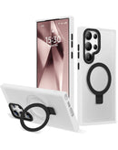 Funda de carga inalambica Carbon con soporte anillo Samsung Galaxy S23 Ultra (CLEAR)