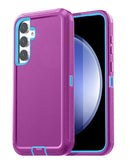Protege tu Galaxy S24 FE con este resistente case heavy duty en colores morado y turquesa en QXela Quetzaltenango.
