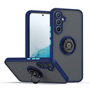 Funda Galaxy S24FE Hard PC trasera / Soft TPU con borde colorido con portador de anillo AZUL