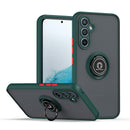 Funda Galaxy S24FE Hard PC trasera / Soft TPU con borde colorido con soporte de anillo DARK GREEN