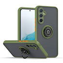 Funda Galaxy S24FE Hard PC trasera / Soft TPU con borde Colorful con soporte para anillo NAVY GREEN