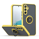 Case Galaxy S24FE Hard PC trasero / Soft TPU con borde colorido con soporte de anillo YELLOW