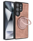 Funda delgada de cuero con carga inalámbrica y soporte para Samsung Galaxy S24 Ultra en Quetzaltenango.