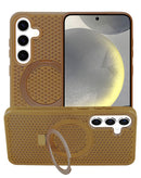 Protege tu Samsung Galaxy S25 con un case de disipación de calor y soporte en color café en Quetzaltenango.