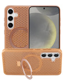 Protege tu Galaxy S25 con un case rosa con disipación de calor y soporte, disponible en Xela Quetzaltenango.