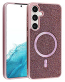 Funda Bling Diamond Crystal con carga inalámbrica para Galaxy S25 en color rosa en Quetzaltenango.