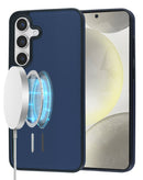 Funda de cuero con carga inalambrica Samsung Galaxy S25FE (DARK BLUE)