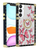 ¡Protege tu Galaxy S25 Plus con estilo en Xela Quetzaltenango con la funda Butterfly Design cuadrada con aro en color rosa!