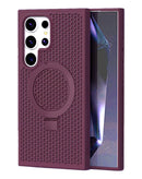 Carcasa de disipación térmica con soporte para Samsung Galaxy S25 Ultra en color rojo vino en Quetzaltenango.
