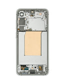 Pantalla LCD Galaxy S26 FE 5G en color pistacho, con marco, lista para reparación y reemplazo de componentes celular premium.