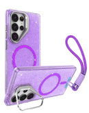 Protege tu Galaxy S26 Ultra con esta funda MagSafe Glitter con correa de muñeca en color morado en Xela Quetzaltenango.