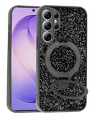 Funda negra Sparkle Luxury Slim para Samsung Galaxy S26 Ultra con soporte magnético, brillo sutil y protección elegante.