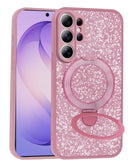 Funda rosa Sparkle Luxury slim con soporte magnético para Samsung Galaxy S26 Ultra.