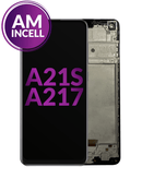 Pantalla incell Samsung Galaxy A21s, modelo A217 (2020), con marco, color negro.