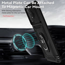 Funda híbrida negra para Samsung Galaxy A73 5G con anillo metálico y protector de cámara.