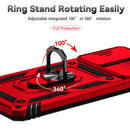 Protege tu Samsung Galaxy A25 5G en Quetzaltenango con esta funda de doble capa híbrida con anillo metálico y protector de cámara en color rojo.