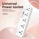 Cable de extensión LDNIO SC5614 multifuncional 2500W, blanco con 5 tomas de corriente y 6 puertos USB.