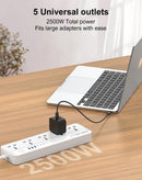 Cable de extensión LDNIO SC5614 multifuncional 2500W, blanco con 5 tomas de corriente y 6 puertos USB.
