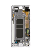 Pantalla OLED original Samsung Galaxy Note 9 N960 Cloud Silver con marco, repuesto para reparación.