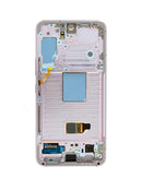 Pantalla OLED con marco para Samsung Galaxy S22 (S901) en color Pink Gold, ideal para reparación.