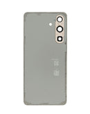 Tapa trasera rosa dorado para Samsung Galaxy S26 con adhesivo y lente de cámara, sin logo.
