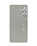 Tapa trasera blanca para Galaxy S26 con adhesivo y lente de cámara trasera para reparación de teléfono.