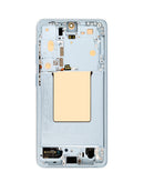 Pantalla OLED con marco para Samsung Galaxy S26 (S942) en azul cielo, lista para reparación.