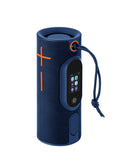 Parlante inalámbrico impermeable con pantalla táctil en color azul navy disponible en Quetzaltenango.