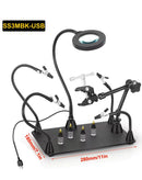 Soporte magnético para PCB con lámpara LED 3X, brazos flexibles, base pesada y soporte 360 para pistola de aire caliente.