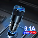 Cargador de auto USB C+A SlowBack 15W rose gold, puertos USB C y A.