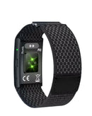 Smartwatch deportivo GloryFitPro negro, pantalla táctil, correa silicona, accesorio fitness con 1GB almacenamiento.