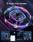 Adaptador Bluetooth T25 negro con transmisor FM para Car Audio, pantalla LED y puertos USB.