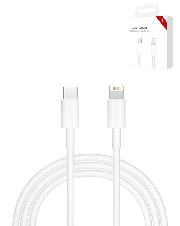 Cable de carga y datos USB C-L no MFI (3ft) (27W)