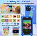Smartphone azul para niños con pantalla táctil, juegos, cámaras dobles, MP3 y estuche protector.