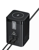 Cargador de escritorio PISEN MagStation GaN de 45W, compacto, con puertos USB-C y USB-A para carga rápida de celulares.