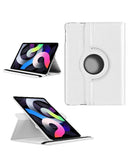 Estuche blanco de cuero universal de 12 pulgadas con soporte giratorio 360, ideal para tablets.