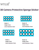 Pegatina protectora de esponja 3D Wylie para cámaras frontal y trasera, color negro, ideal para protección de lentes.
