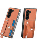 Protector de fibra de carbono con correa y ranura para tarjeta para Samsung Galaxy Z Fold 6 en Quetzaltenango.